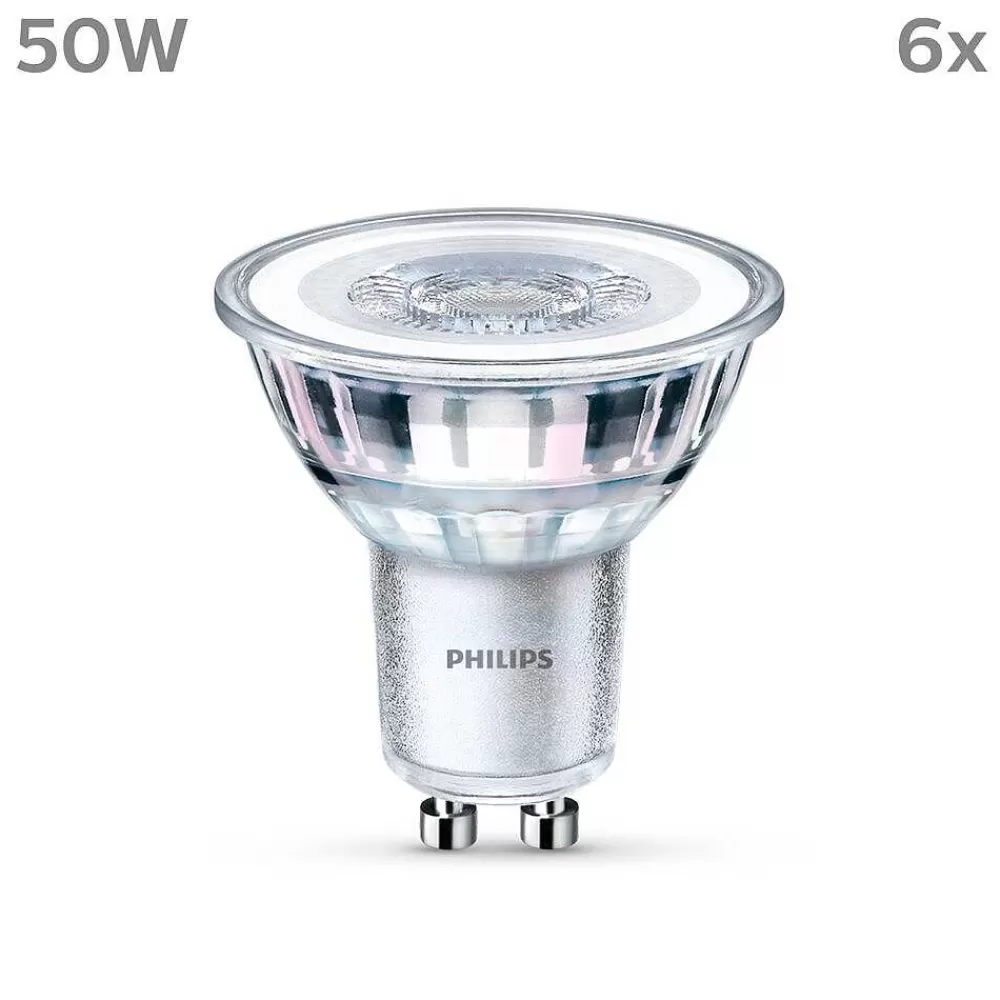 Luminaires Philips Philips Classic Lot De 6 Led Gu10 4,6 Watt 4000 Kelvin 390 Lumen