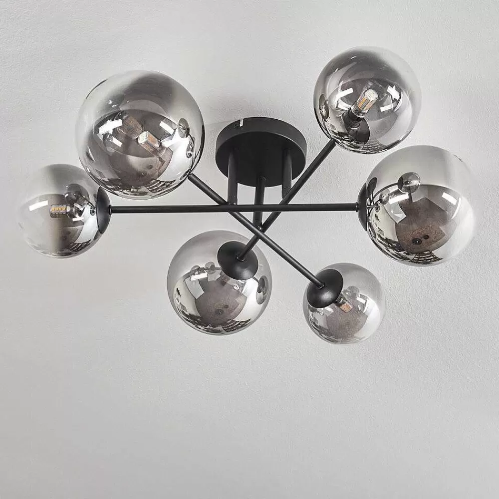 hofstein Plafonnier - Verre 12 Cm, 15 Cm Chehalis Clair, Fume, 6 Lumieres
