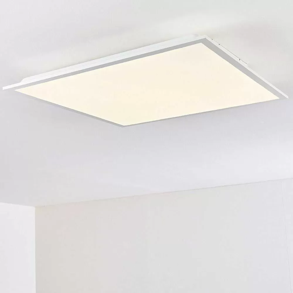 hofstein Plafonnier Antria Led Blanc, 1 Lumiere, Telecommandes, Changeur De Couleurs