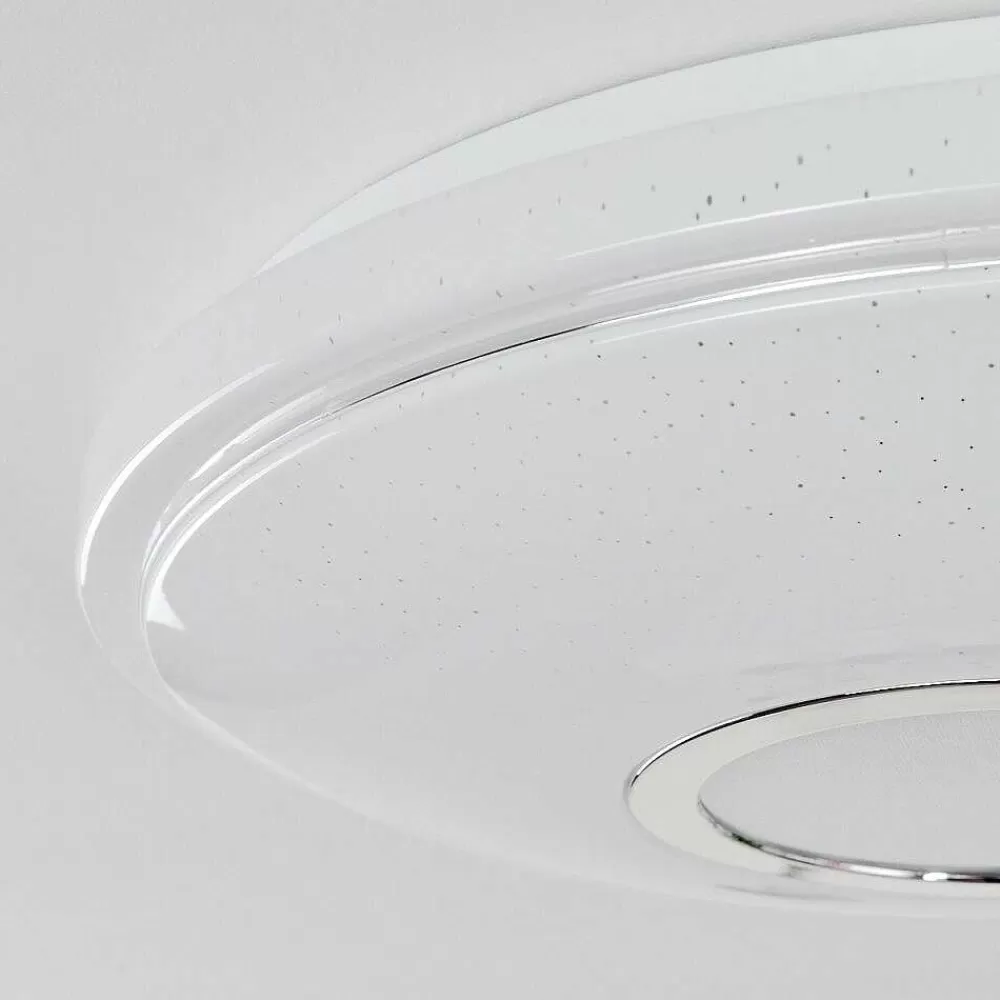 hofstein Plafonnier Auxerre Led Blanc, 2 Lumieres, Telecommandes, Changeur De Couleurs