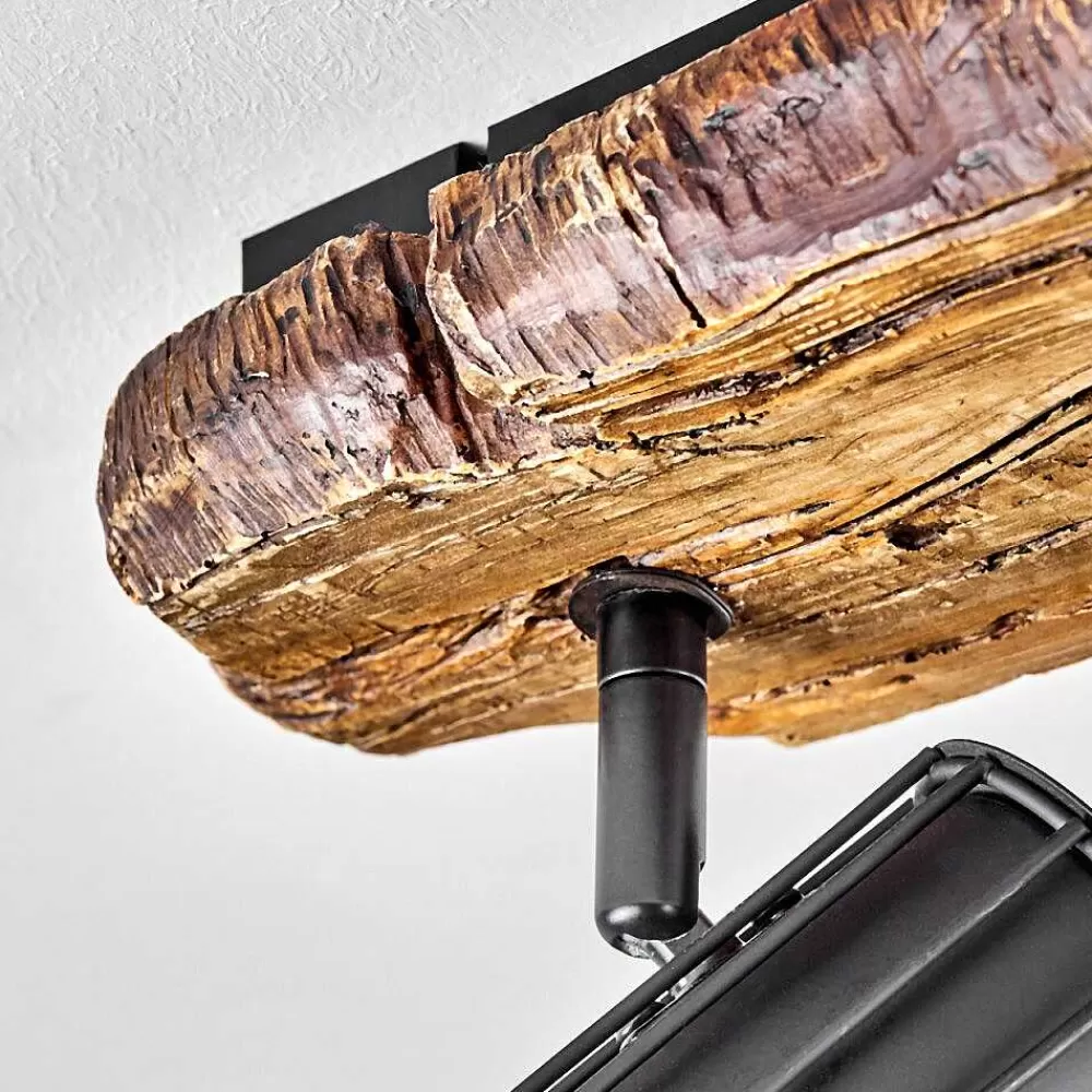 hofstein Plafonnier Bardhaman Bois Clair, Couleur Bois, Noir, 2 Lumieres