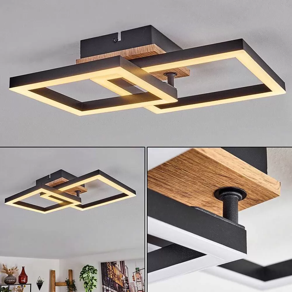 hofstein Plafonnier Bealo Led Brun, Couleur Bois, 1 Lumiere