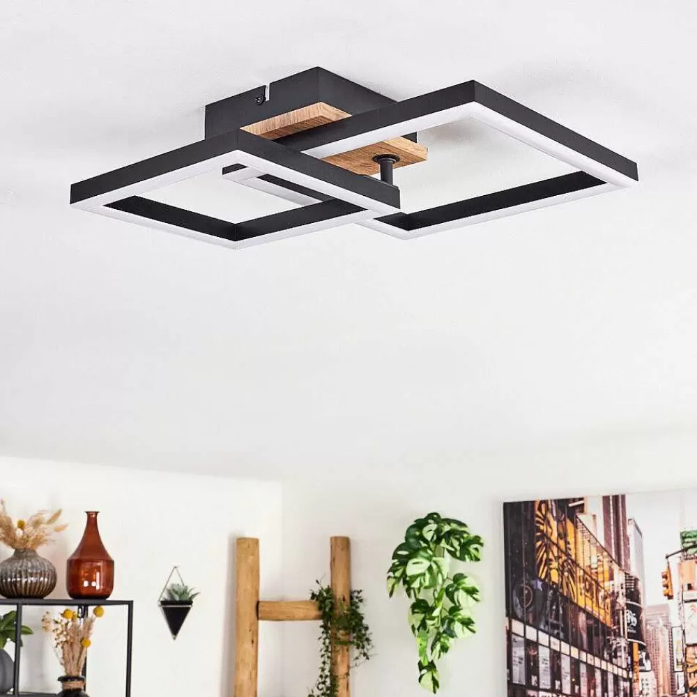 hofstein Plafonnier Bealo Led Brun, Couleur Bois, 1 Lumiere