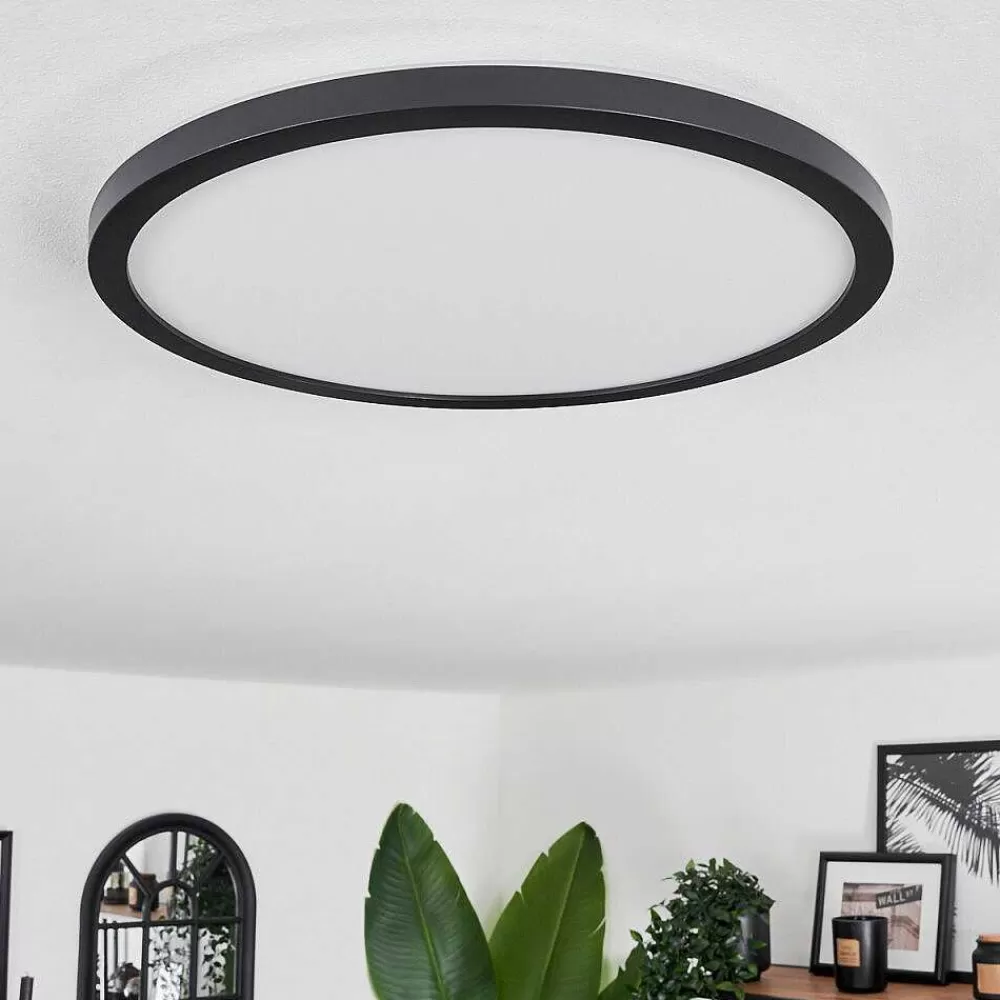 hofstein Plafonnier Boyero Led Noir, 2 Lumieres, Telecommandes, Changeur De Couleurs