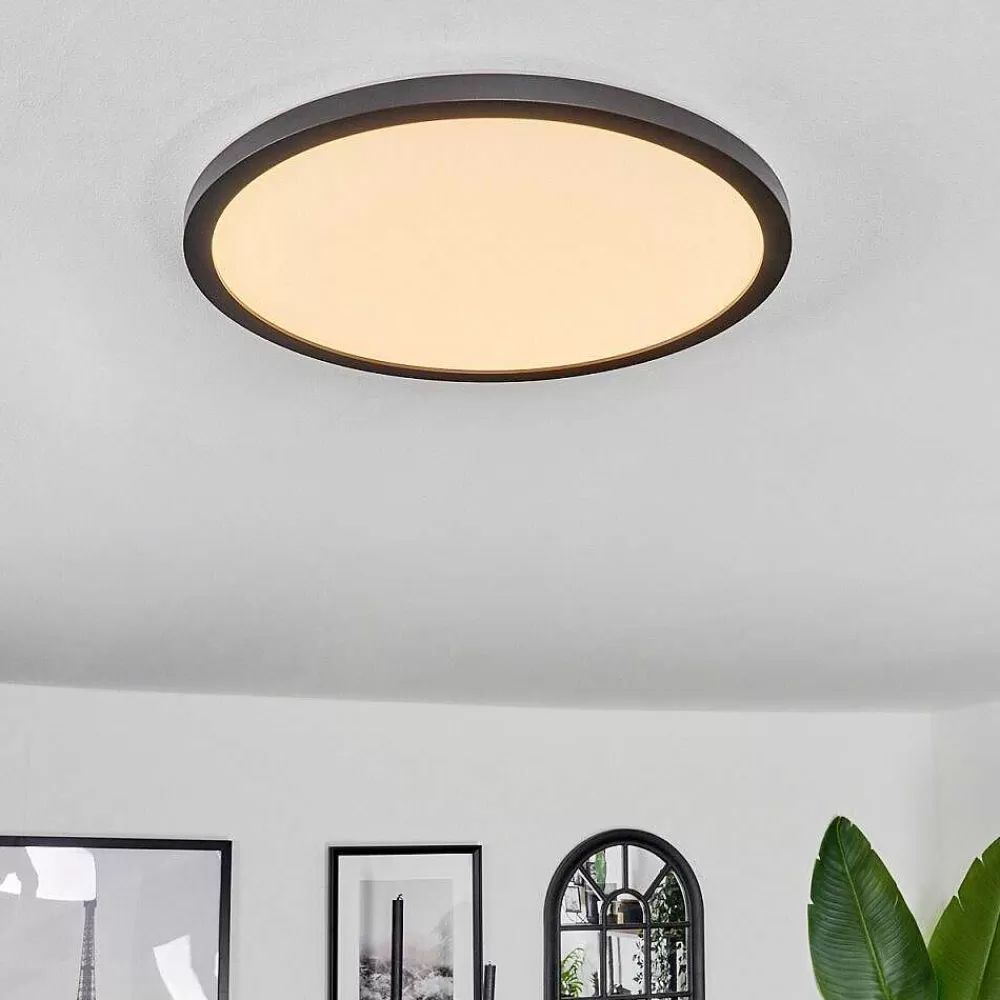 hofstein Plafonnier Boyero Led Noir, 2 Lumieres, Telecommandes, Changeur De Couleurs