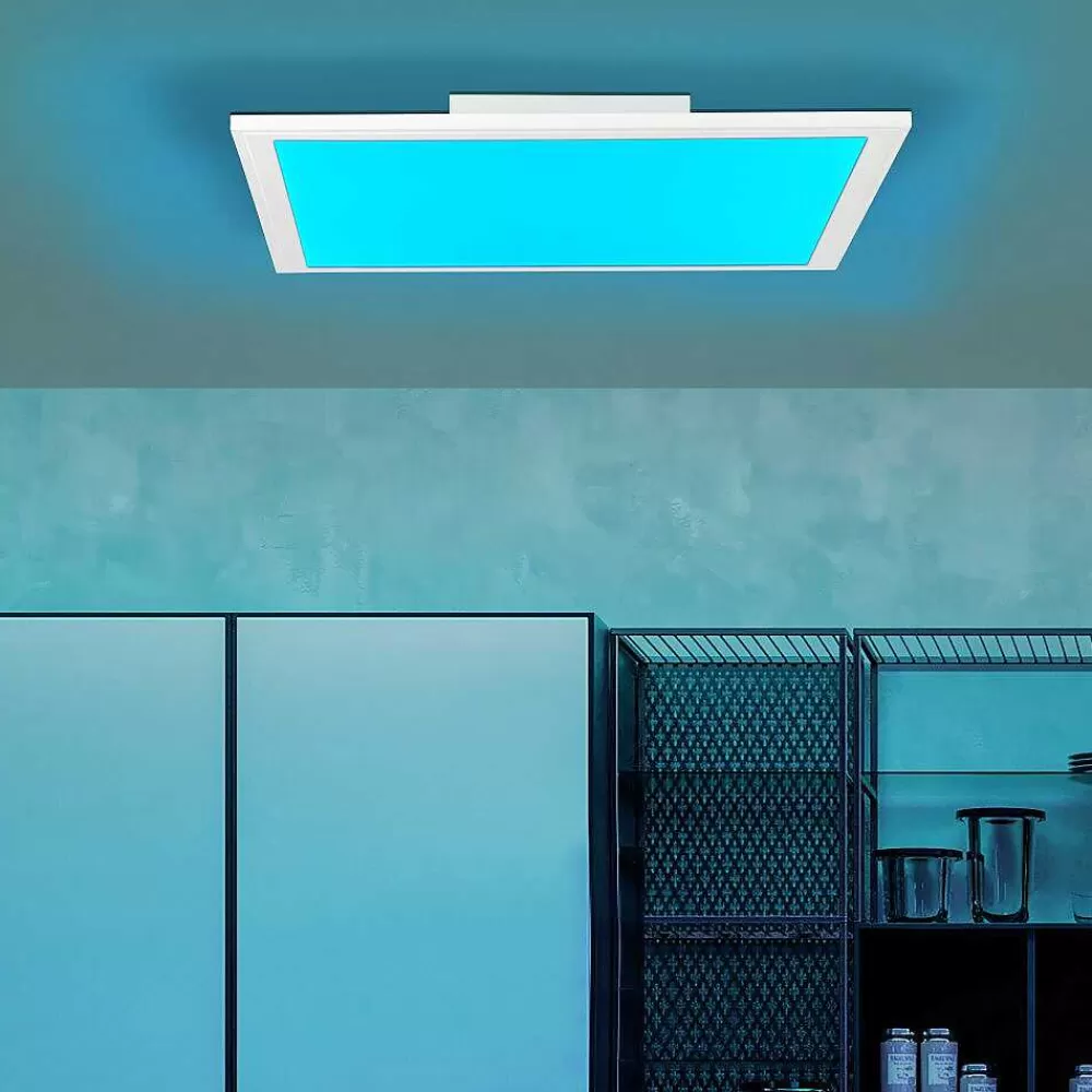 Luminaires Brilliant Plafonnier Brilliant Atira Led Blanc, 1 Lumiere, Telecommandes, Changeur De Couleurs