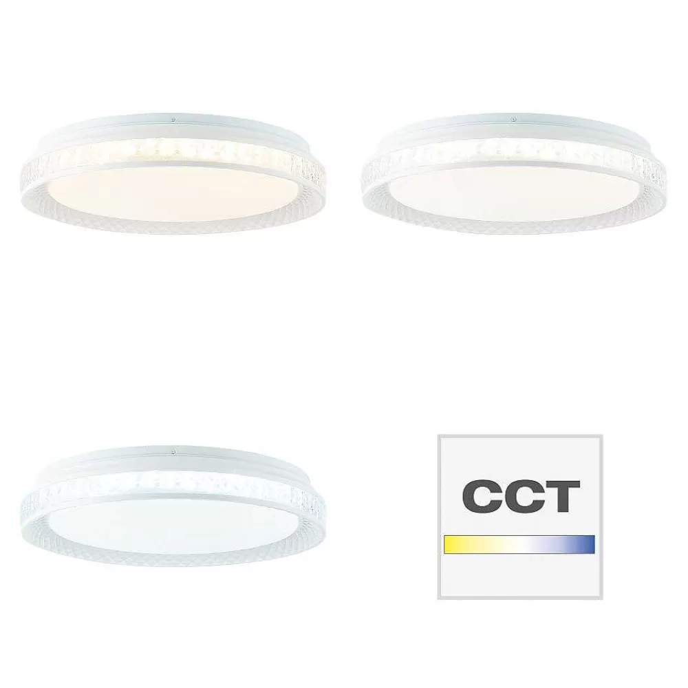 Luminaires Brilliant Plafonnier Brilliant Burlie Led Blanc, 1 Lumiere, Telecommandes, Changeur De Couleurs