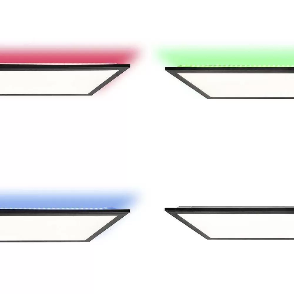 Luminaires Brilliant Plafonnier Brilliant Everett Led Noir, 1 Lumiere, Telecommandes, Changeur De Couleurs