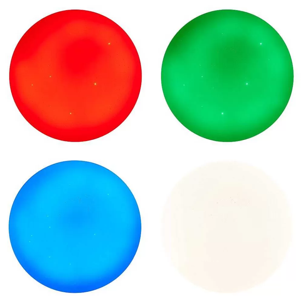 Luminaires Brilliant Plafonnier Brilliant Heddy Led Blanc, 1 Lumiere, Telecommandes, Changeur De Couleurs