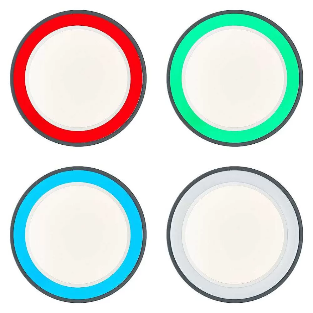 Luminaires Brilliant Plafonnier Brilliant-Leuchten Tessy Led Noir, 1 Lumiere, Telecommandes, Changeur De Couleurs