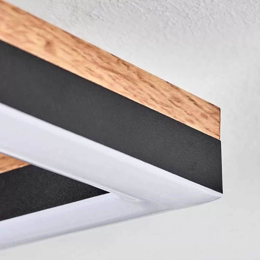 hofstein Plafonnier Cascada Led Brun, Couleur Bois, Noir, 1 Lumiere