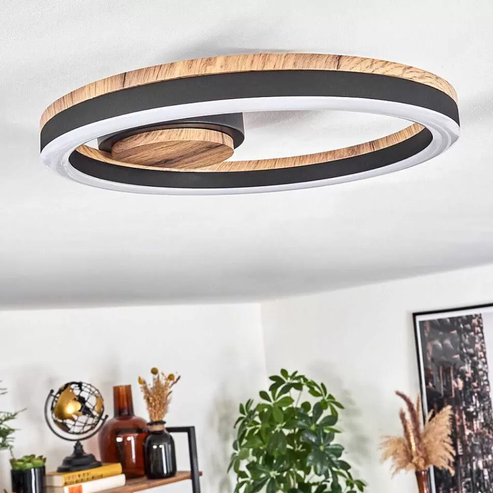 hofstein Plafonnier Cascada Led Brun, Couleur Bois, Noir, 1 Lumiere