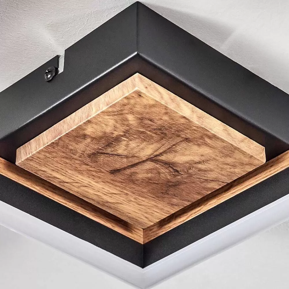 hofstein Plafonnier Cascada Led Brun, Couleur Bois, Noir, 1 Lumiere