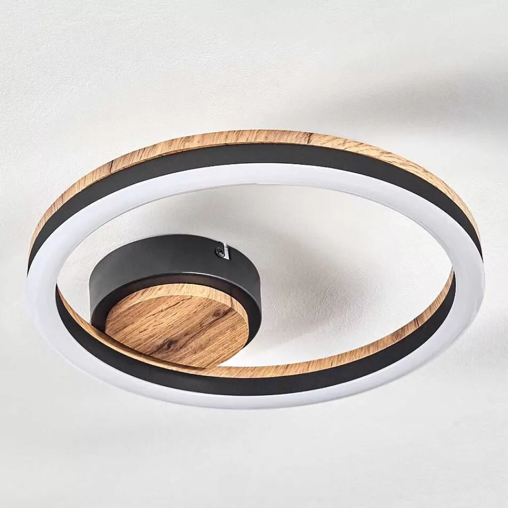 hofstein Plafonnier Cascada Led Brun, Couleur Bois, Noir, 1 Lumiere