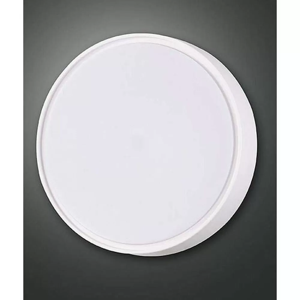 Luminaires Fabas Luce Plafonnier D'Exterieur Fabas Luce Hatton Led Blanc, Detecteur De Mouvement