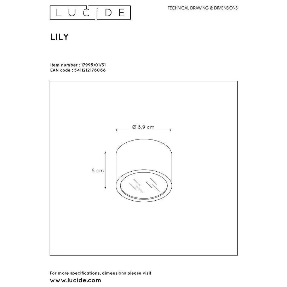 Luminaires Lucide Plafonnier D'Exterieur Lucide Lily Blanc, 1 Lumiere