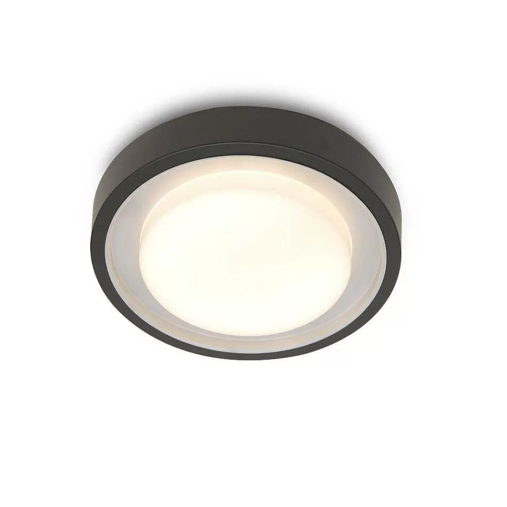 Luminaires Lutec Plafonnier D'Exterieur Lutec Origo Led Anthracite, 1 Lumiere, Changeur De Couleurs