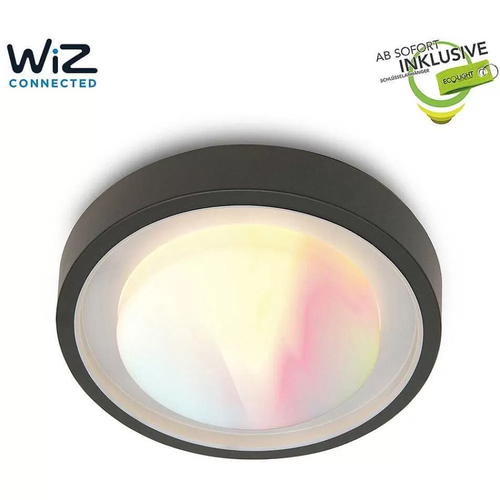 Luminaires Lutec Plafonnier D'Exterieur Lutec Origo Led Anthracite, 1 Lumiere, Changeur De Couleurs