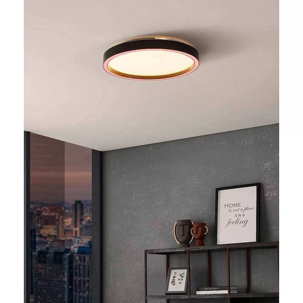 Luminaires Eglo Plafonnier Eglo Montemorelos-Z Led Noir, 1 Lumiere, Changeur De Couleurs