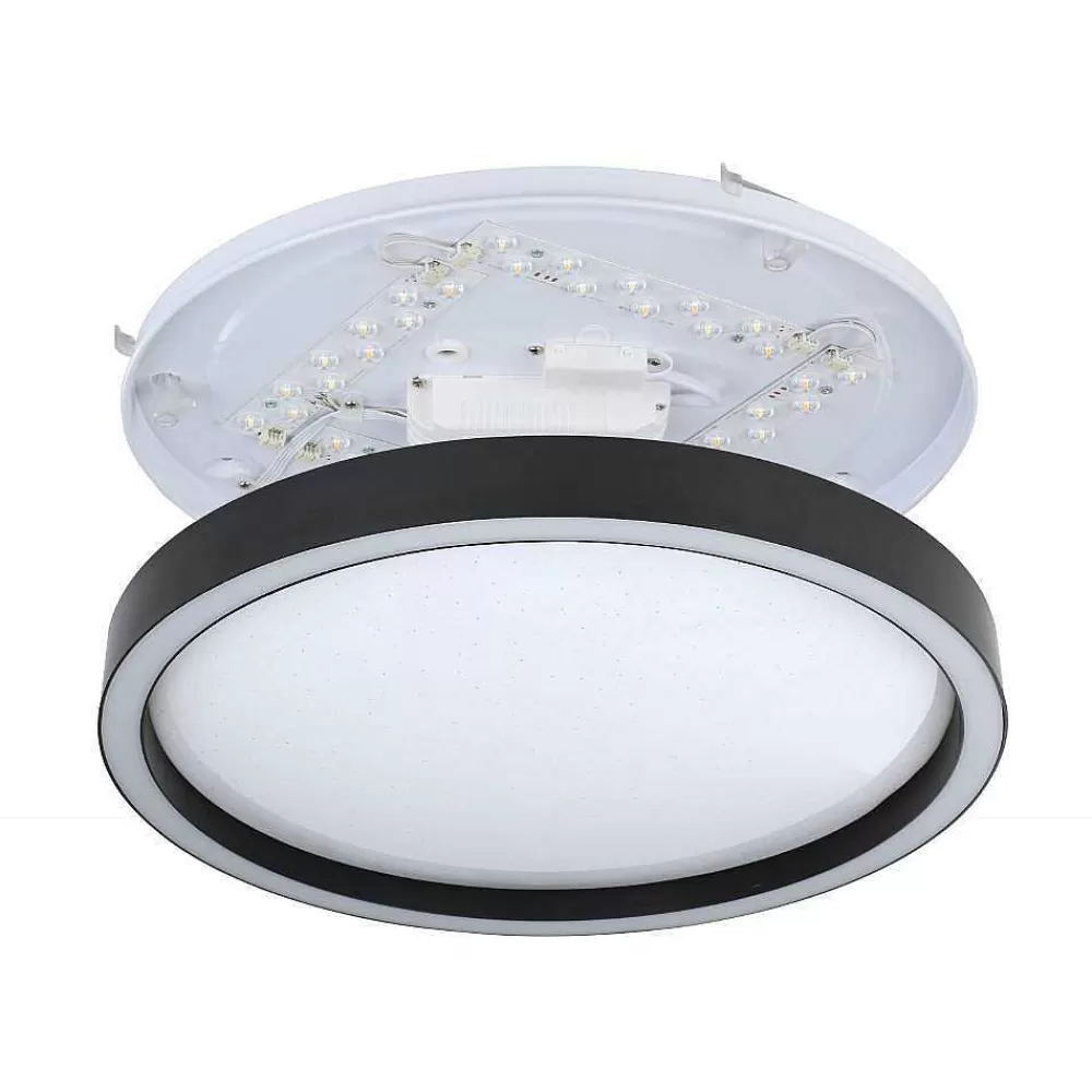 Luminaires Eglo Plafonnier Eglo Montemorelos-Z Led Noir, 1 Lumiere, Changeur De Couleurs