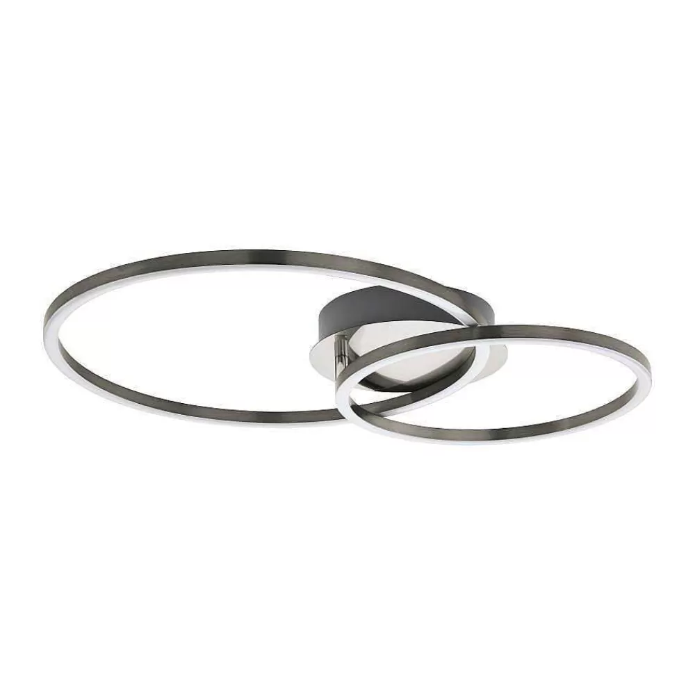 Luminaires Eglo Plafonnier Eglo Mottafollone Led Nickel Mat, 1 Lumiere, Changeur De Couleurs