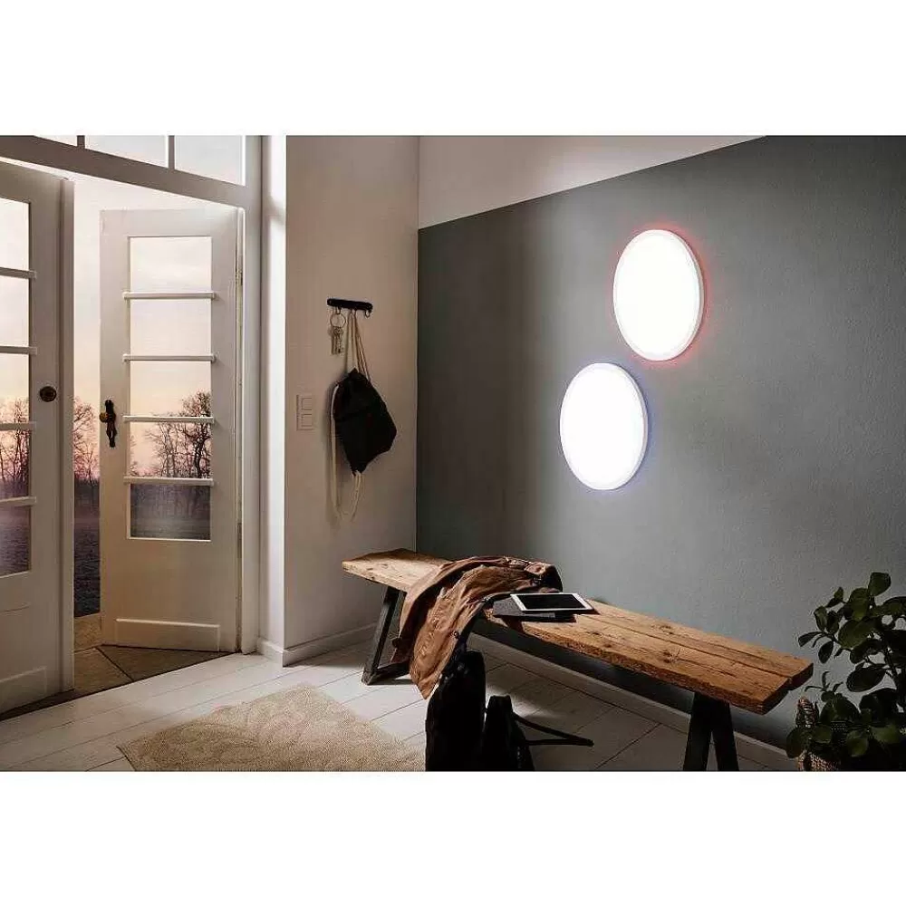 Luminaires Eglo Plafonnier Eglo Rovito-Z Led Blanc, 1 Lumiere, Changeur De Couleurs