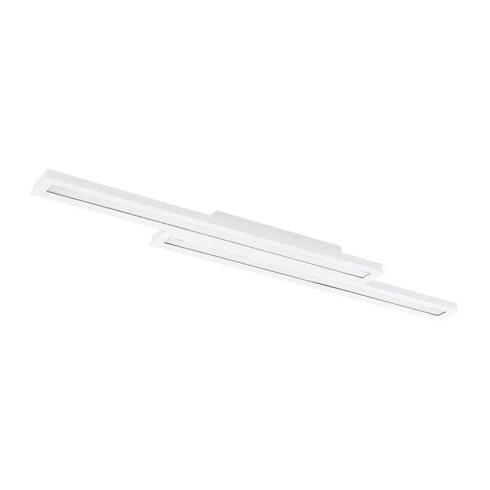 Luminaires Eglo Plafonnier Eglo Saliteras Led Blanc, 2 Lumieres, Changeur De Couleurs