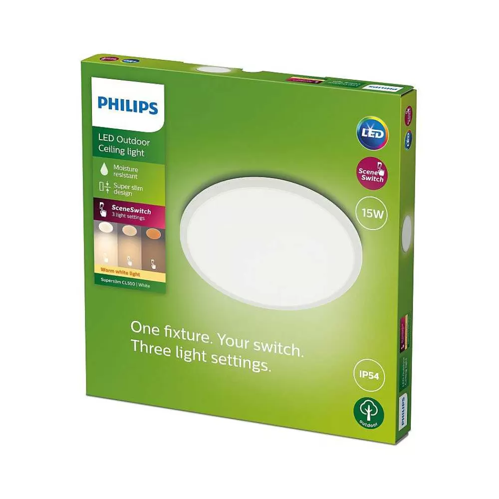 Luminaires Philips Plafonnier Exterieur Philips Superslim Led Blanc, 1 Lumiere