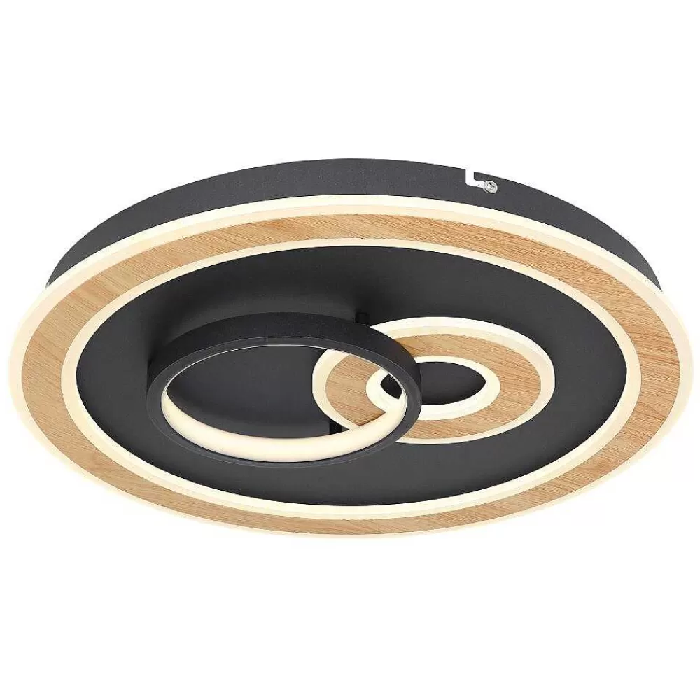 Luminaires Globo Lighting Plafonnier Globo Chessy Led Couleur Bois, Noir, Blanc, 1 Lumiere, Telecommandes