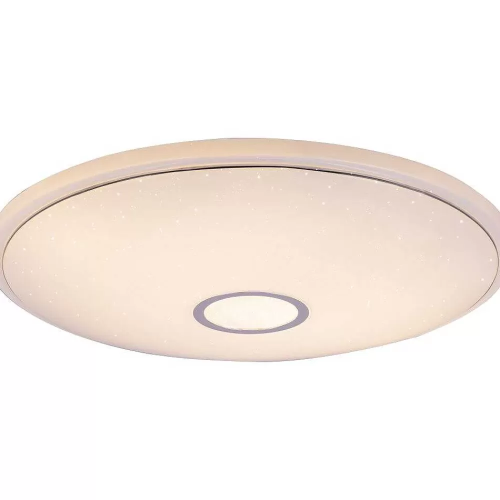 Luminaires Globo Lighting Plafonnier Globo Connor Led Blanc, 1 Lumiere, Telecommandes, Changeur De Couleurs