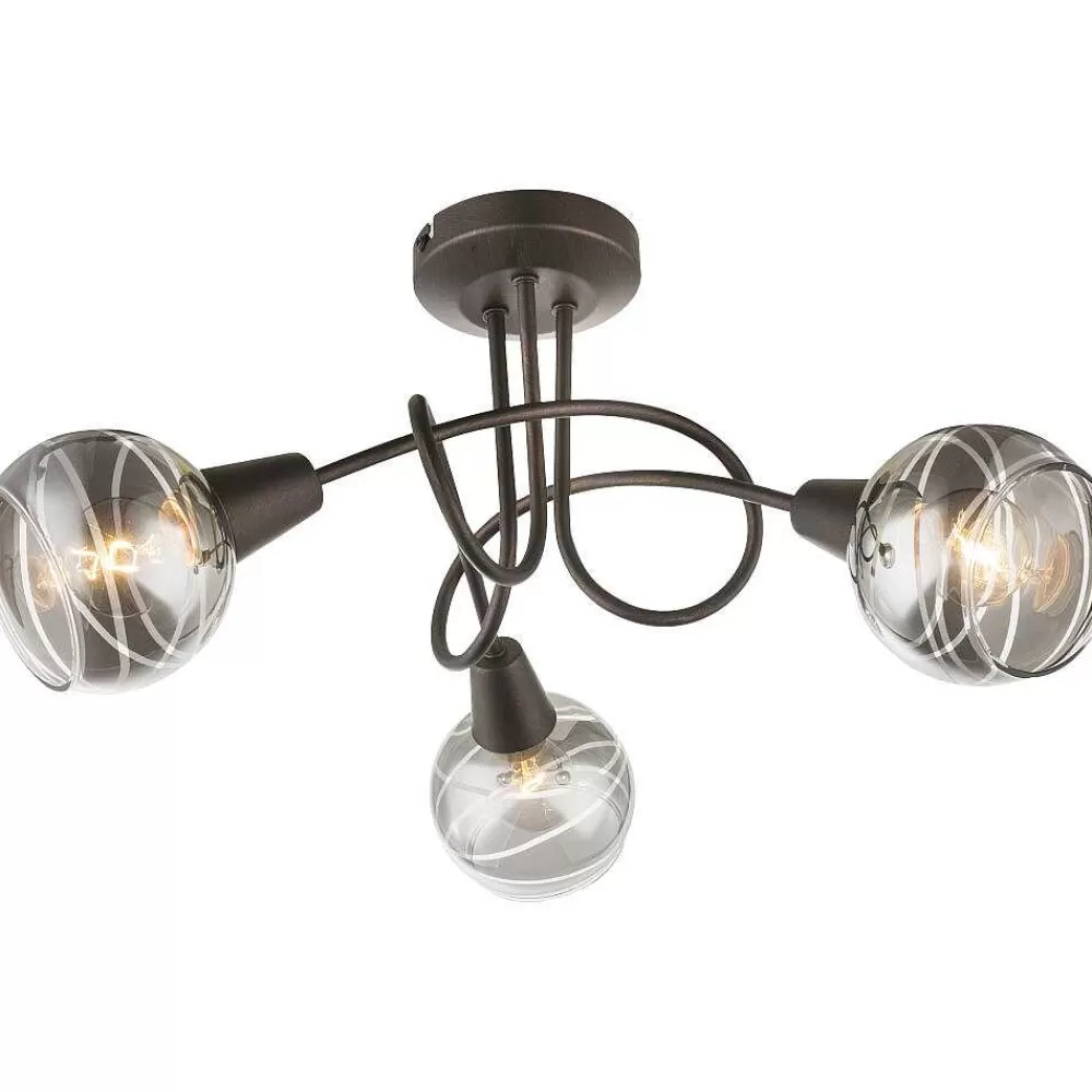 Luminaires Globo Lighting Plafonnier Globo Isla Led Bronze, 3 Lumieres