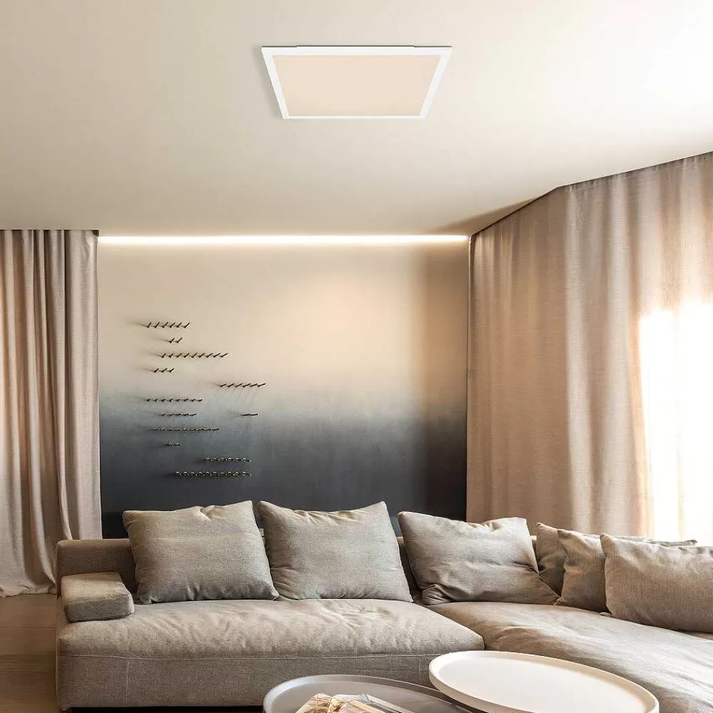Luminaires Globo Lighting Plafonnier Globo Rosi Led Blanc, 1 Lumiere, Telecommandes, Changeur De Couleurs
