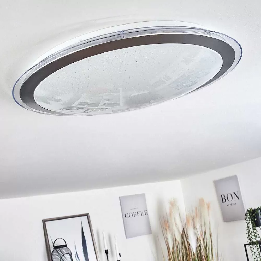 hofstein Plafonnier Gorgonta Led Blanc, 2 Lumieres, Telecommandes, Changeur De Couleurs