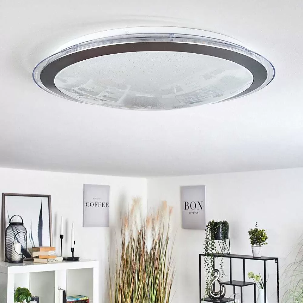 hofstein Plafonnier Gorgonta Led Blanc, 2 Lumieres, Telecommandes, Changeur De Couleurs