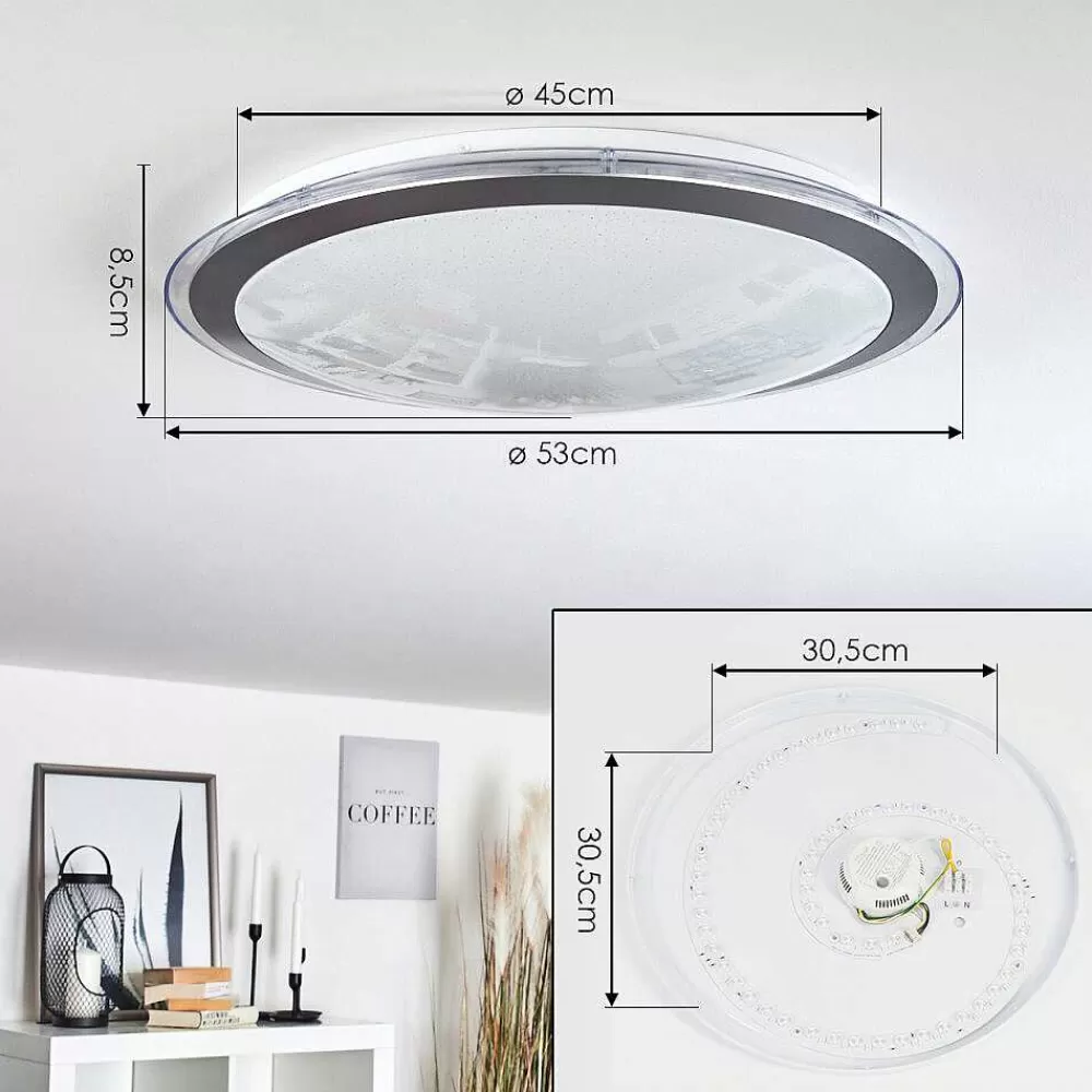 hofstein Plafonnier Gorgonta Led Blanc, 2 Lumieres, Telecommandes, Changeur De Couleurs