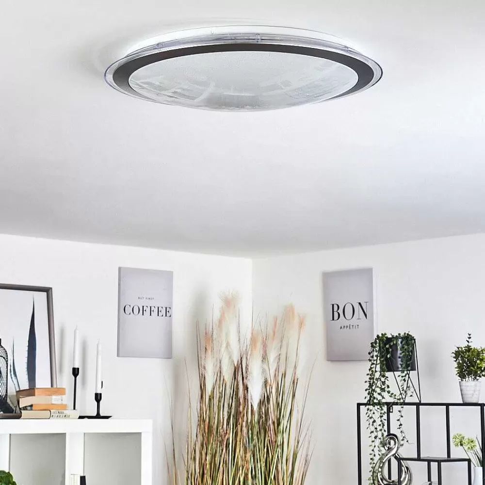 hofstein Plafonnier Gorgonta Led Blanc, 2 Lumieres, Telecommandes, Changeur De Couleurs
