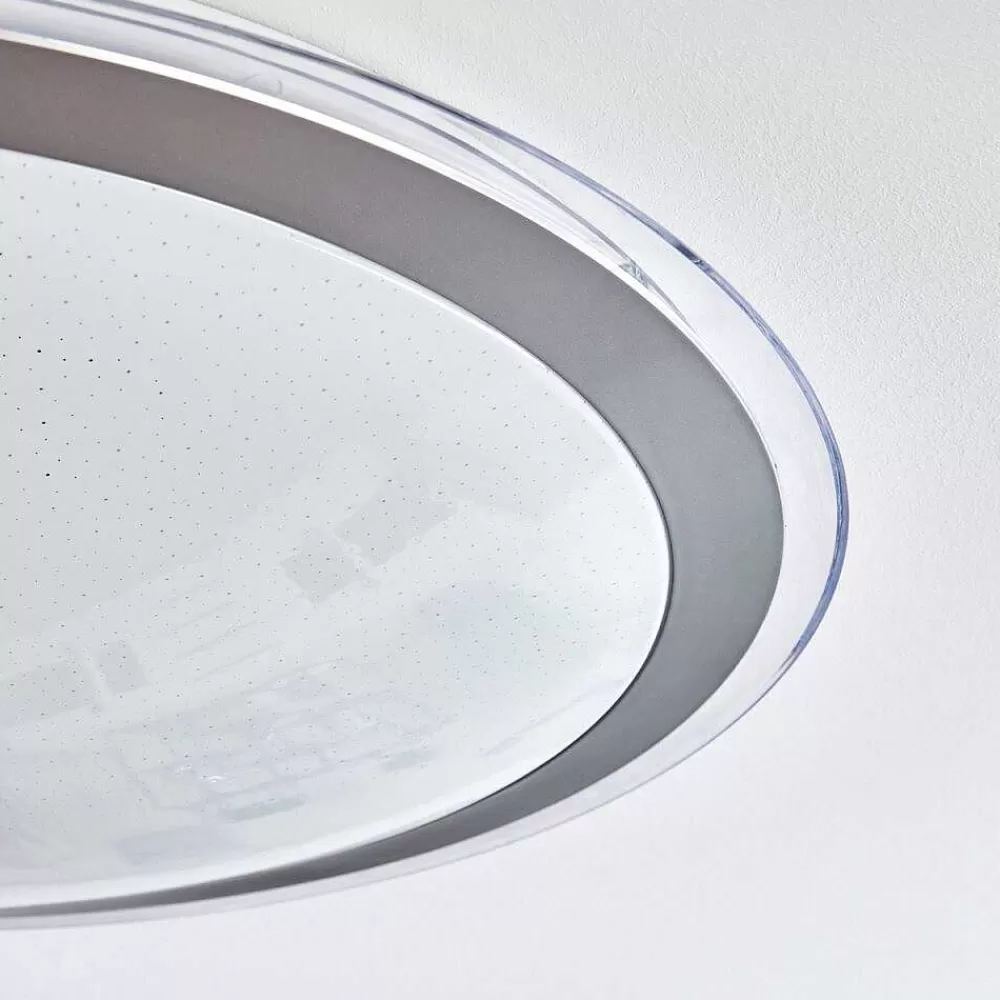 hofstein Plafonnier Gorgonta Led Blanc, 2 Lumieres, Telecommandes, Changeur De Couleurs