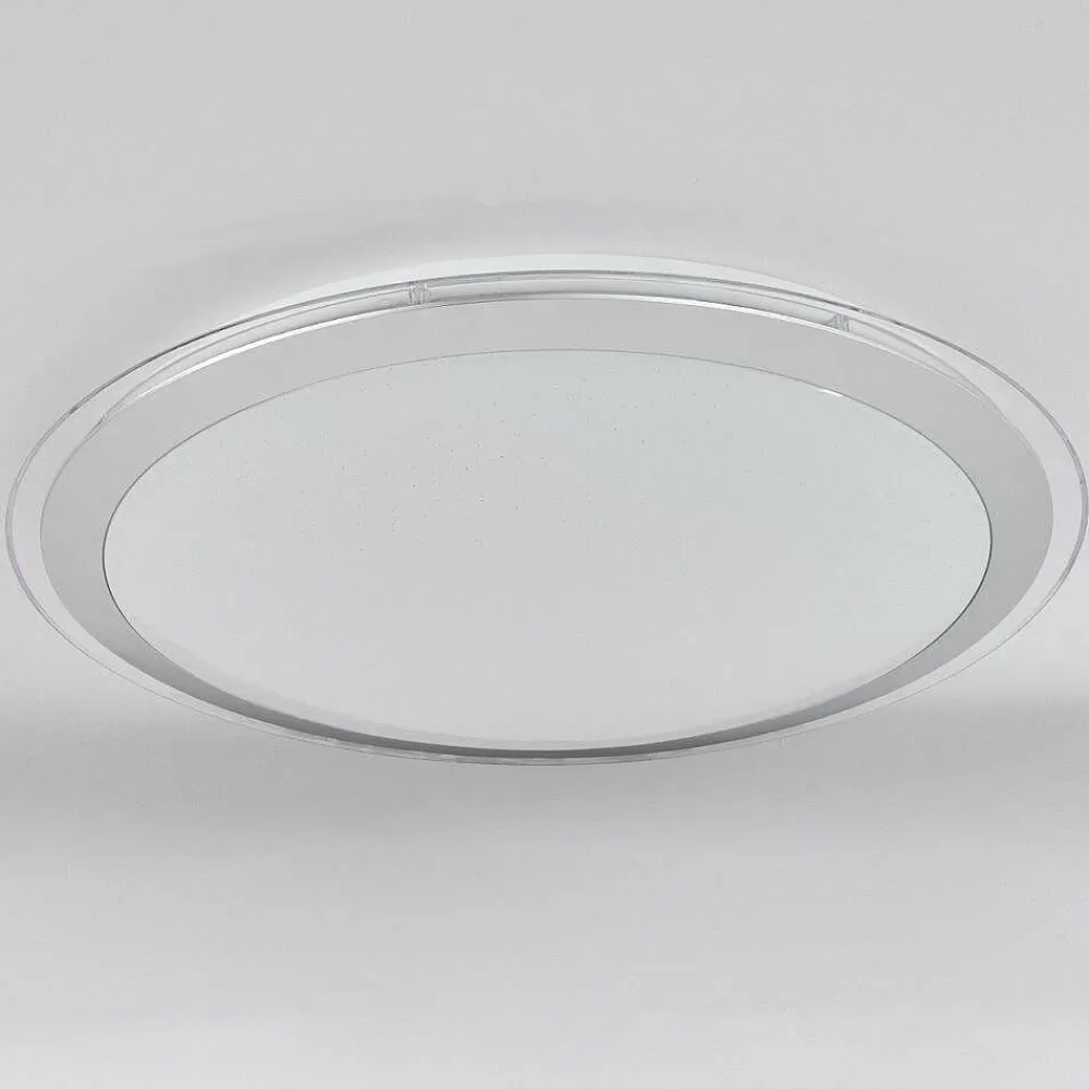 hofstein Plafonnier Gorgonta Led Blanc, 2 Lumieres, Telecommandes, Changeur De Couleurs
