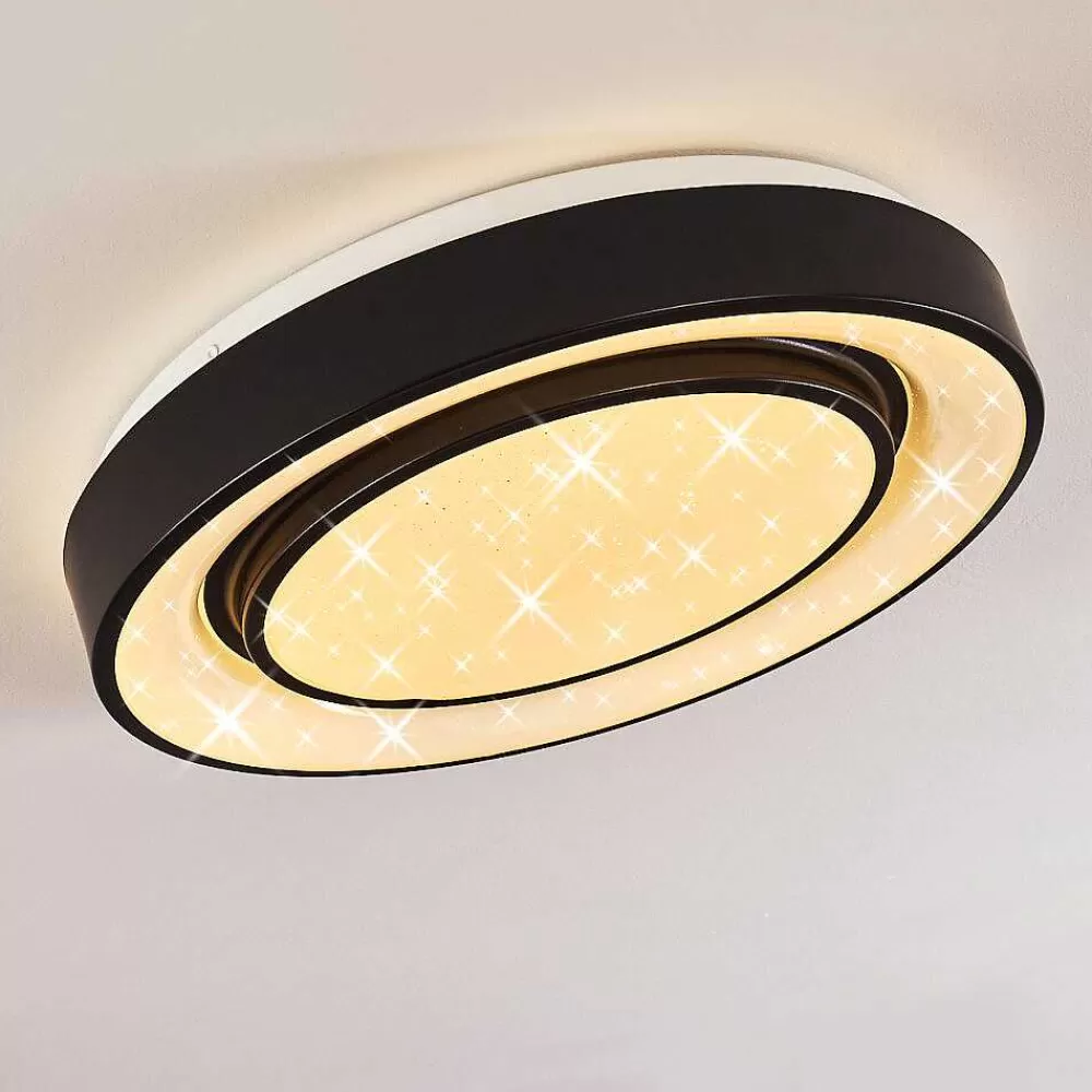 hofstein Plafonnier Grimacco Led Noir, 1 Lumiere, Changeur De Couleurs