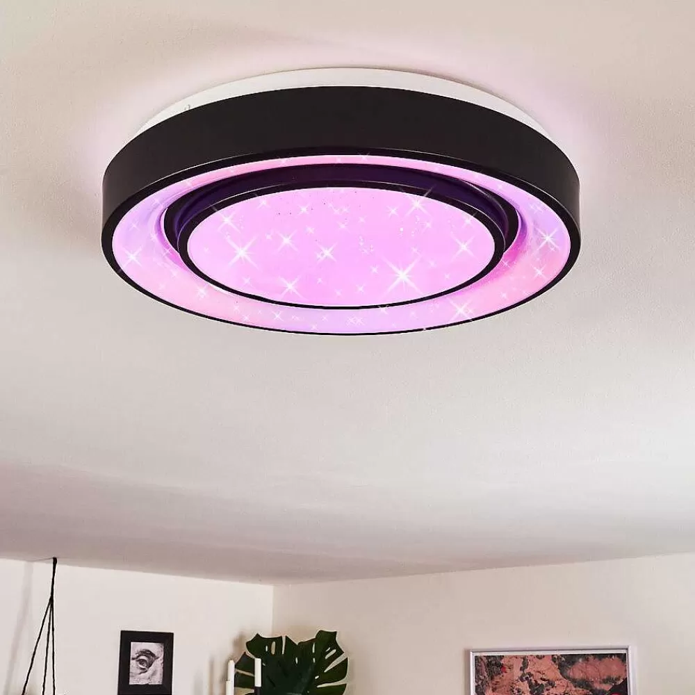 hofstein Plafonnier Grimacco Led Noir, 1 Lumiere, Changeur De Couleurs