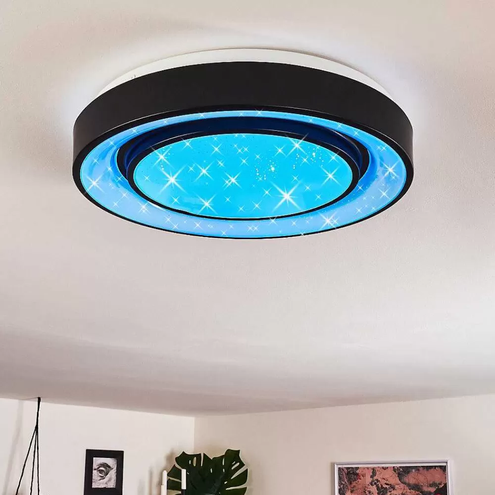 hofstein Plafonnier Grimacco Led Noir, 1 Lumiere, Changeur De Couleurs