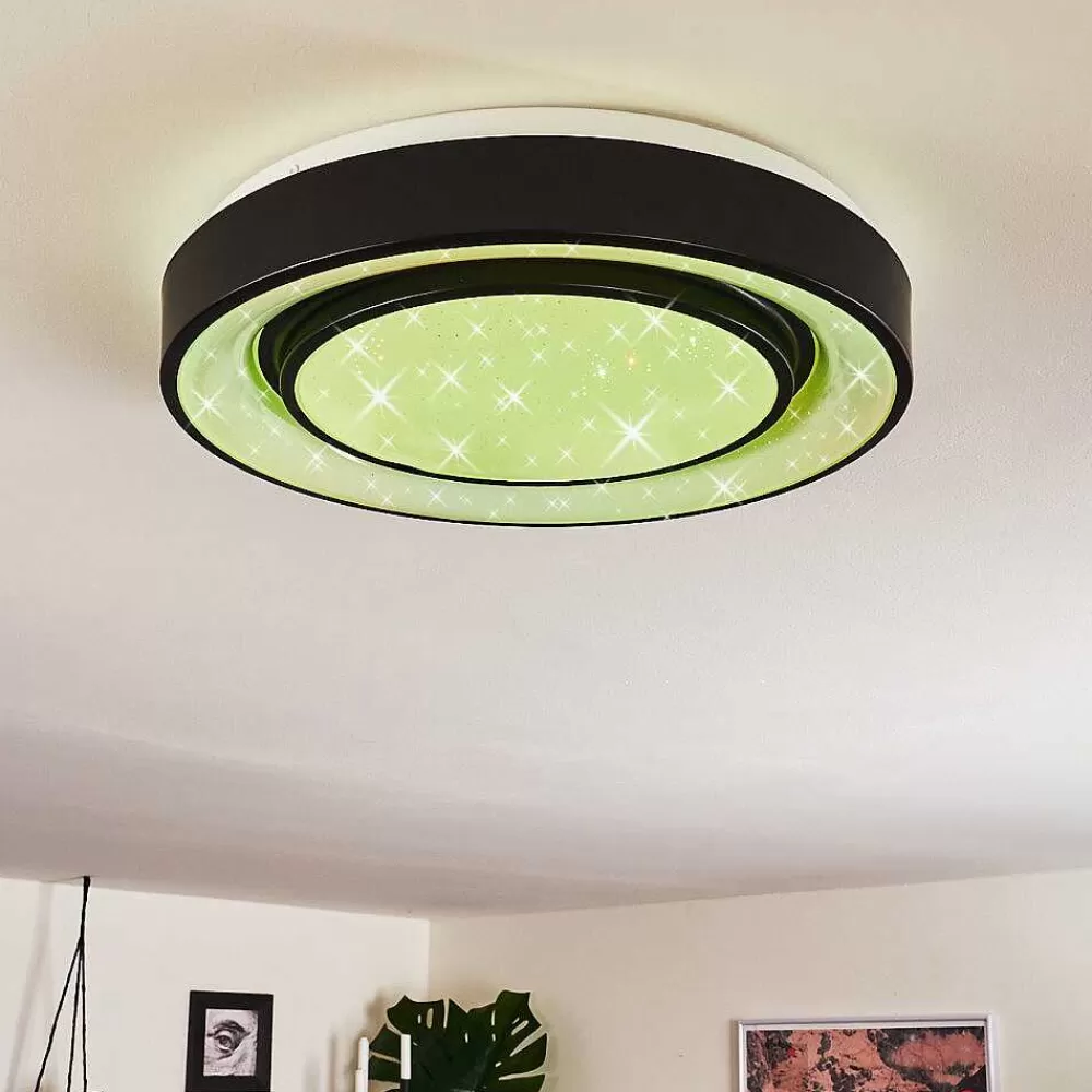 hofstein Plafonnier Grimacco Led Noir, 1 Lumiere, Changeur De Couleurs