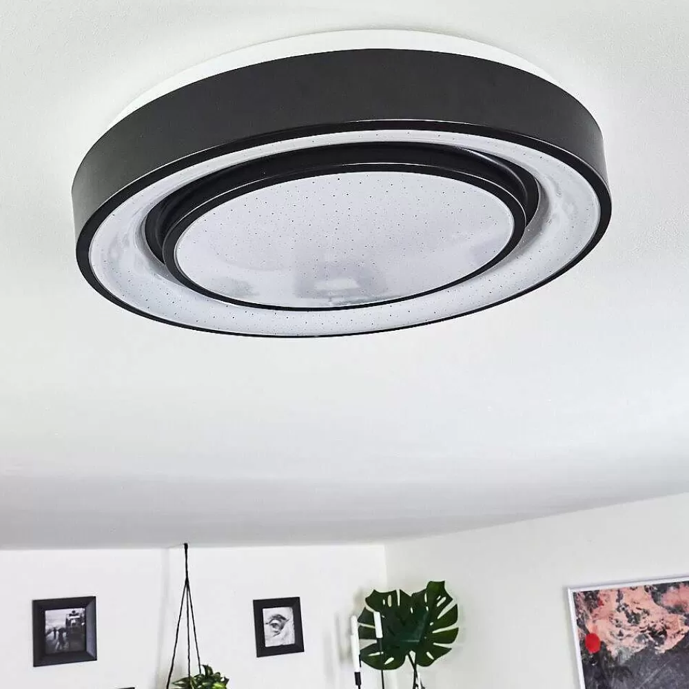 hofstein Plafonnier Grimacco Led Noir, 1 Lumiere, Changeur De Couleurs