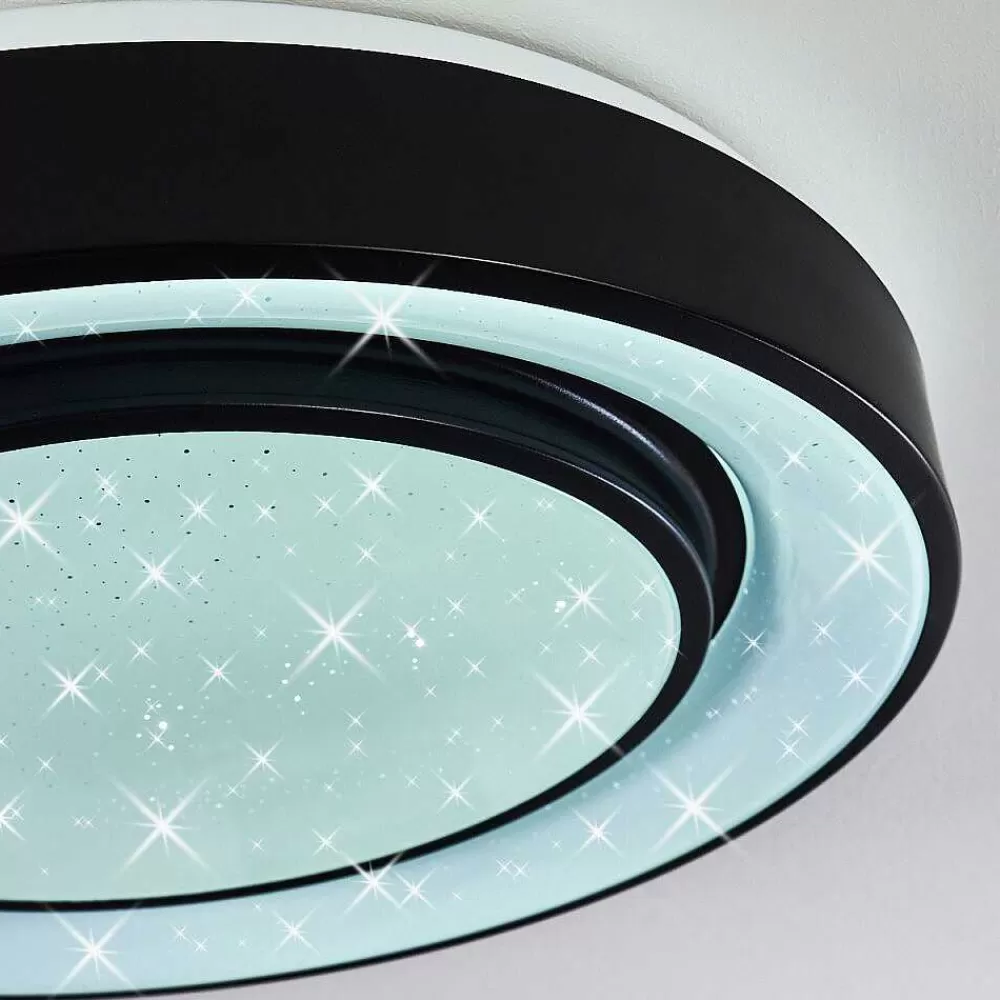 hofstein Plafonnier Grimacco Led Noir, 1 Lumiere, Changeur De Couleurs