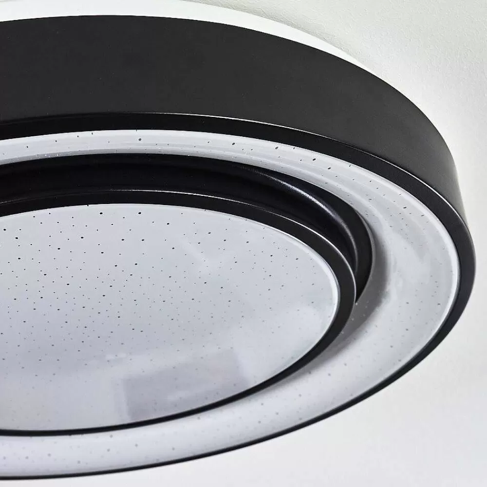 hofstein Plafonnier Grimacco Led Noir, 1 Lumiere, Changeur De Couleurs