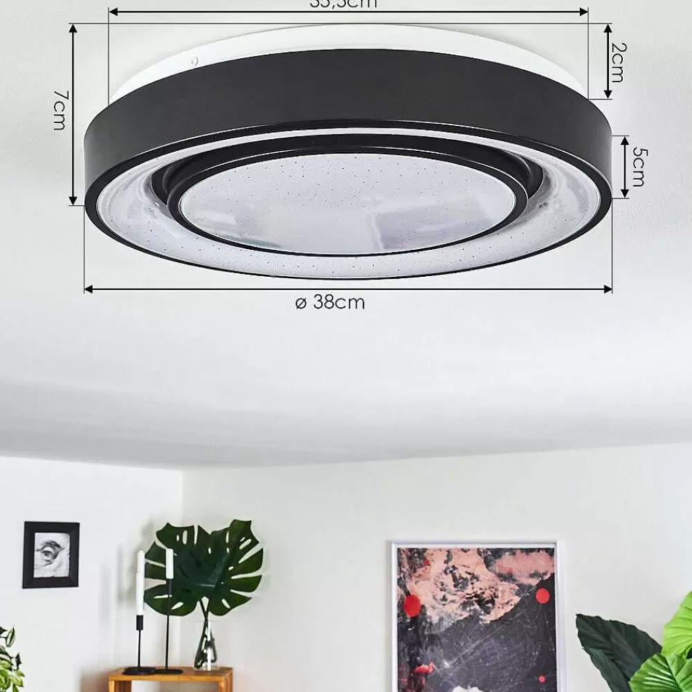 hofstein Plafonnier Grimacco Led Noir, 1 Lumiere, Changeur De Couleurs