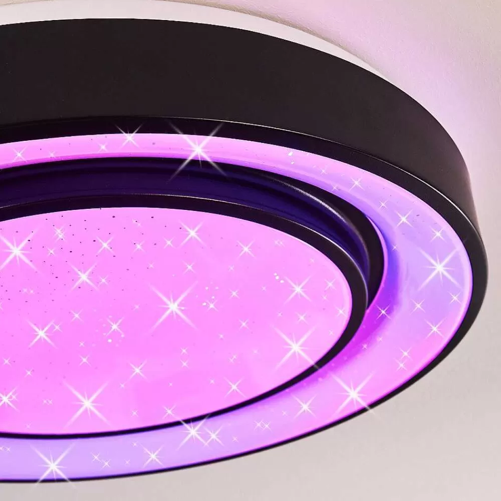 hofstein Plafonnier Grimacco Led Noir, 1 Lumiere, Changeur De Couleurs