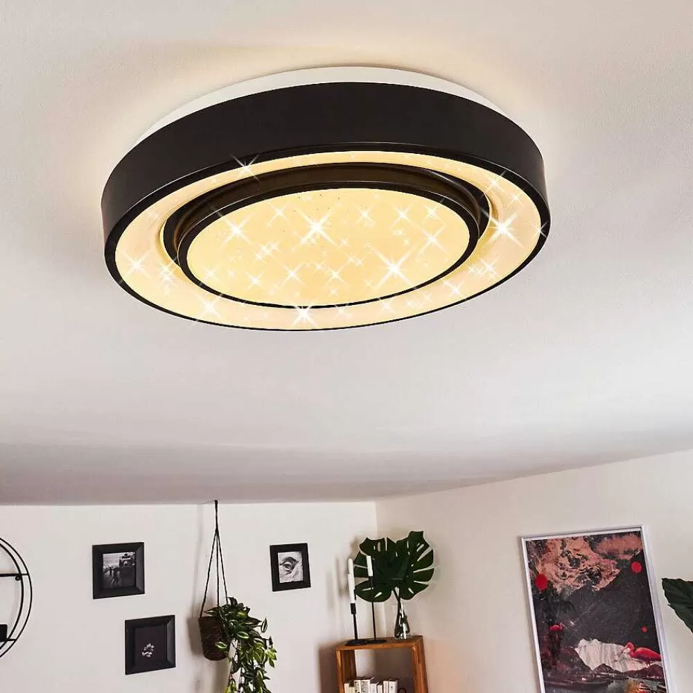 hofstein Plafonnier Grimacco Led Noir, 1 Lumiere, Changeur De Couleurs