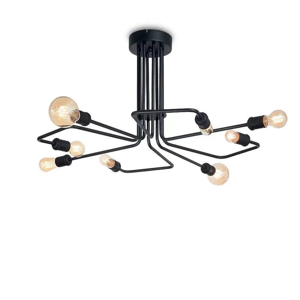 Luminaires Ideallux Plafonnier Ideallux Triumph Noir, 8 Lumieres