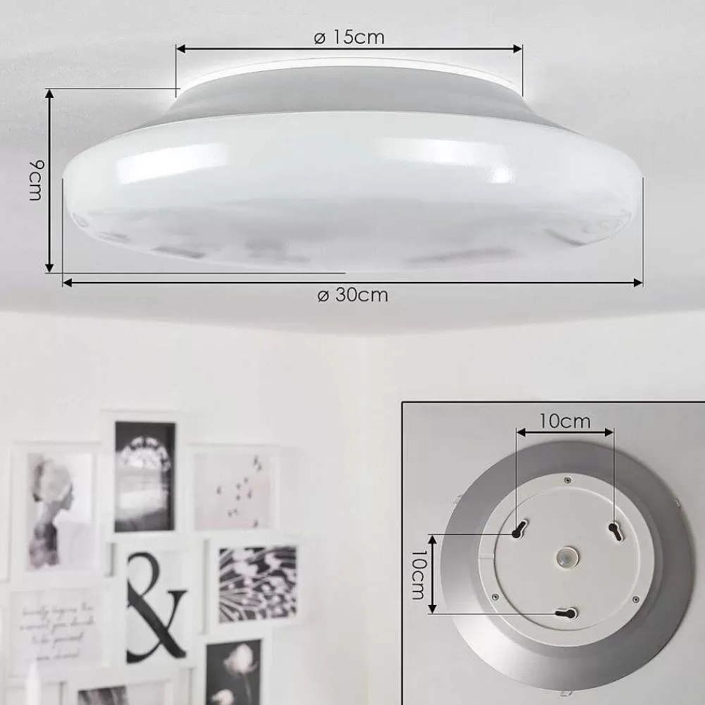 Idual Plafonnier Chloe Led Argente, Blanc, 1 Lumiere, Telecommandes, Changeur De Couleurs